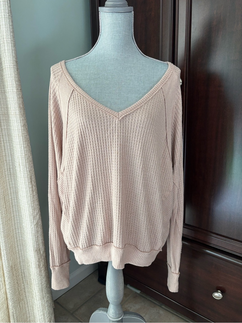 Free people we the free Santa Clara oversized waffle knit thermal top size small